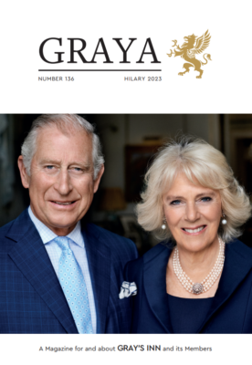 Graya 136 Cover - Gray's Inn Logo and portrait of The King and The Queen Consort