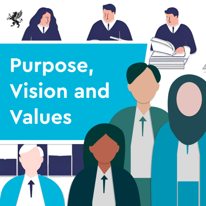Decorative graphic listing the Inn's Purpose Vision and Values