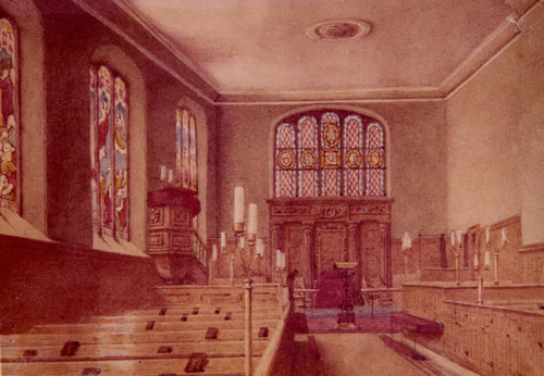Chapel between c 1863 and 1890, with Gibbs' windows in situ