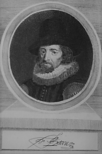 Black and White Frontispiece image of Francis Bacon with reproduction of his signature